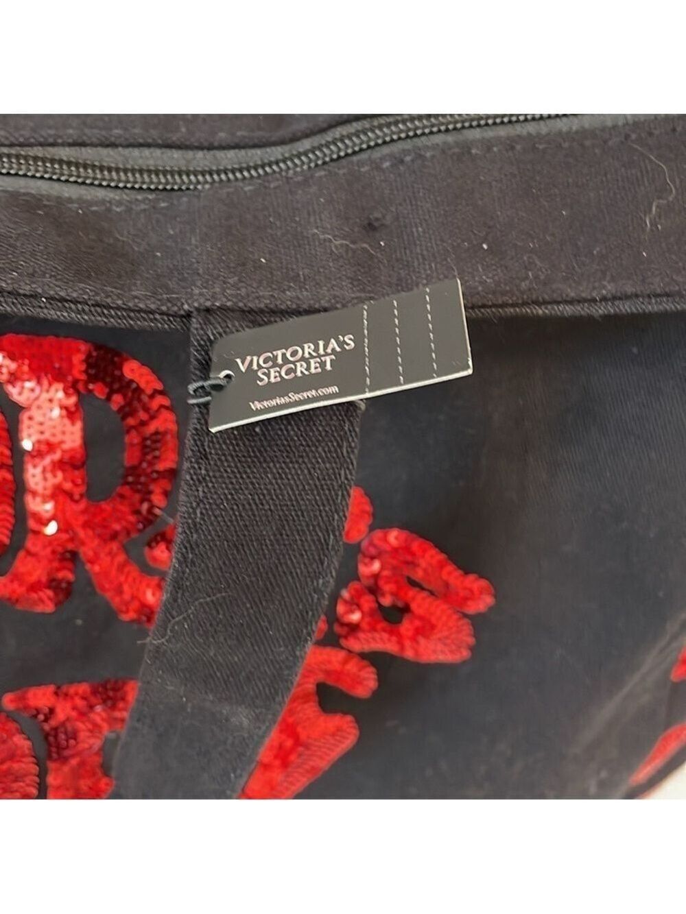 Victoria’s Secret NWT extra large black and red sequin travel tote - Picture 7 of 7